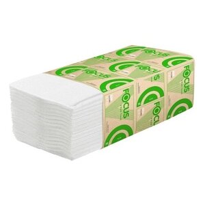 Полотенца бумажные Focus ECO V-сложения белые однослойные 5049978 250 лист. 20.5 х 23 см