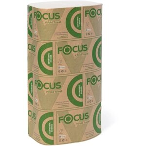 Полотенца бумажные Focus ECO V-сложения белые однослойные 5083741, 15 уп. 250 лист. 23 х 23 см