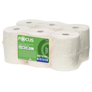 Полотенца бумажные Focus Jumbo NEW белые однослойные 5078393 6 рул. 12 х 19.2 см