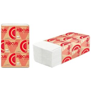 Полотенца бумажные Focus Premium V-сложения белые двухслойные 5049974, 15 уп. 250 лист. 20.5 х 23 см