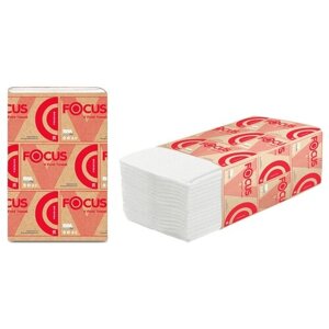 Полотенца бумажные лист Focus Premium (V-сл), 2 слойн, 200 л/пач, 23*20, 5см, белые 299967 / 504997