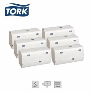 Полотенца бумажные листовые двухслойные Tork Advanced H3 ZZ-сложения, 23x23 см, 6 пачек по 200 листов (290184)