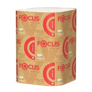 Полотенца бумажные листовые "Focus Premium", 2-слойные, 200 листов, 230х230 мм, V-сложение