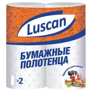 Полотенца бумажные Luscan с тиснением белые двухслойные 2 рул. 22 х 25 см