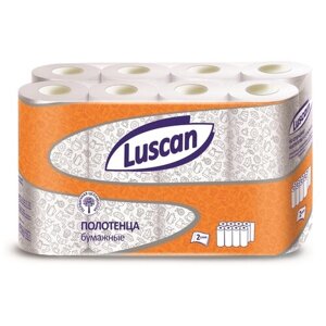 Полотенца бумажные Luscan с тиснением белые двухслойные 8 рул. 22 х 25 см