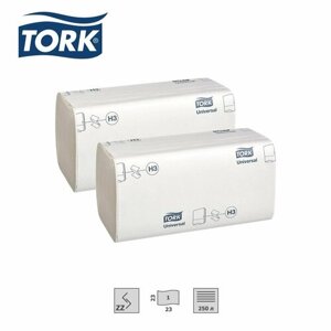 Полотенца бумажные однослойные Tork Universal H3 ZZ, 23х23 см, 2 уп. по 250 л, 120108