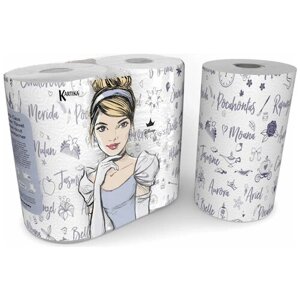 Полотенца бумажные "Принцессы" с рисунком, серия Disney, 3 сл, 2 рул/75 л, World Cart