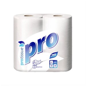 Полотенца бумажные рулонные «PROtissue» С162, 2-сл 2рул/уп, Белое, 24 упаковки