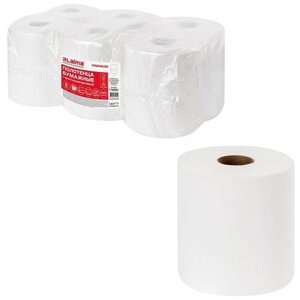 Полотенца бумажные с центральной вытяжкой 150 м, LAIMA (Система M2) PREMIUM, 2-слойные, белые, комплект 6 рулонов, 112507