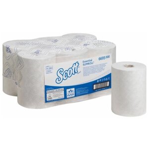 Полотенца бумажные Scott Essential белые однослойные 6695 6 рул.