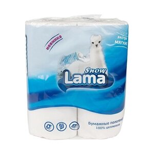 Полотенца бумажные Snow Lama белые двухслойные 2 рул. 60 лист., белый 23 х 23 см