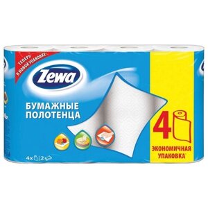 Полотенца бумажные в рулонах Zewa, 2-слойные, 14м/рул, тиснение, белые, 4шт. (арт. 182105)