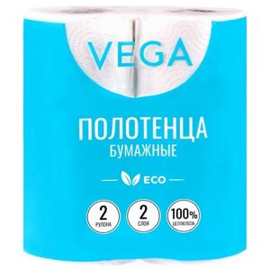 Полотенца бумажные VEGA белые двухслойные (315622) 2 рул.