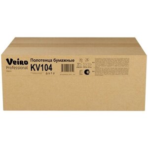 Полотенца бумажные Veiro Professional Basic KV104 белые однослойные, 20 уп. 250 лист. 21 х 21.6 см