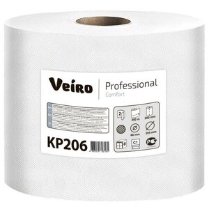 Полотенца бумажные VEIRO Professional Comfort с ЦВ, 2сл, 200м/рул, белые: KP206