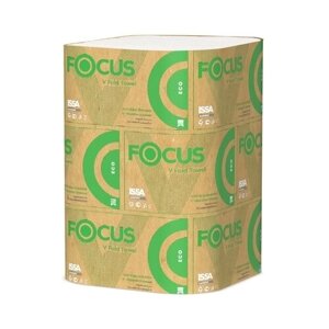 Полотенце бумажное листовое 1-сл 200 лист/уп, 15 уп, 230х210 мм V-сложения FOCUS ECO белое HAYAT