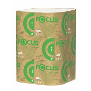 Полотенце бумажное листовое 1-сл 230х210 мм 15 шт/уп 200 лист/уп V-сложения белое FOCUS