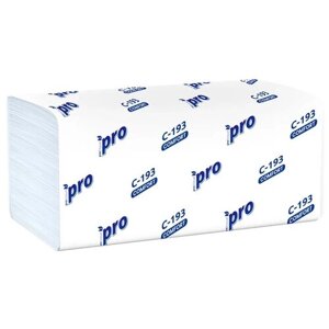 Полотенце бумажное листовое 1-сл 250 лист/уп, 20 уп, 210х230 мм V-сложения белое PROtissue