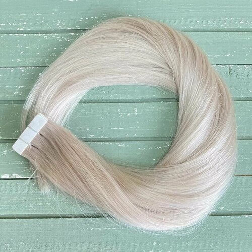 PREMIUM натуральные волосы на лентах 50см (20 лент) 50 грамм - блонд #1000