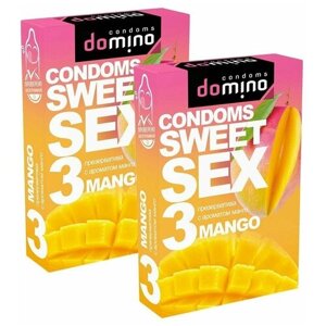 Презервативы ароматизированные DOMINO Sweet Sex с ароматом манго, 2 упаковки , 6 шт.