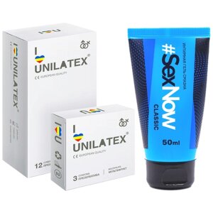 Презервативы для секса мультифруктовые Unilatex Multifruit 12 шт 3 шт в подарок + интимная смазка для секса SexNow Classic 50 мл