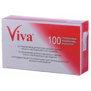 Презервативы для УЗИ VIVA, комплект 100 шт, без накопителя, гладкие, без смазки, 210х28 мм, 108020021