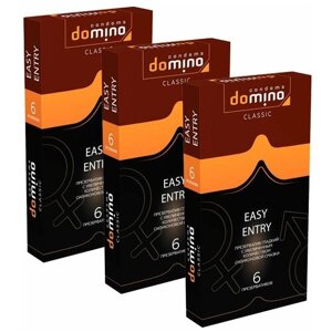 Презервативы DOMINO CLASSIC Easy Entry гладкие с увеличенным количеством смазки, 3 пачки - 18 шт