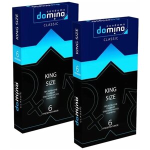 Презервативы domino classic KING SIZE гладкие ( увеличенного размера) domino classic KING SIZE, 2 упаковки , 12 шт.