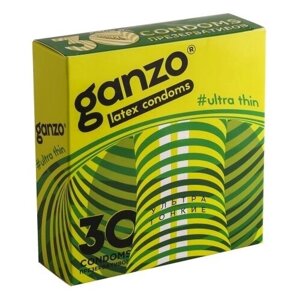 Презервативы Ganzo Ultra thin, ультратонкие, латекс, 18 см, 30 шт