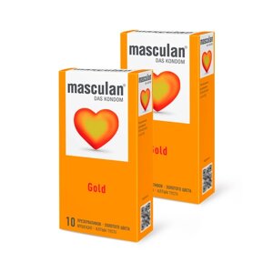 Презервативы masculan Gold №10, 2 упаковки (20 презервативов, золотого цвета)