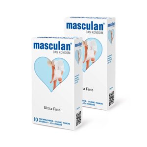 Презервативы masculan Ultra Fine №10, 2 упаковки (20 презервативов, особо тонкие прозрачные с обильной смазкой)