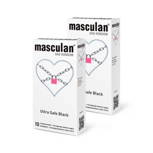Презервативы masculan Ultra Safe Black №10, 2 упаковки (20 презервативов, ультра прочные)