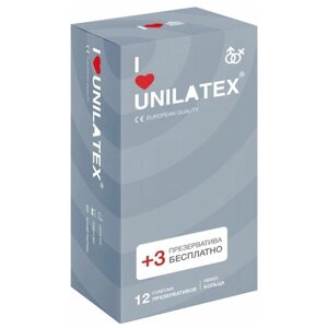 Презервативы с рёбрами Unilatex Ribbed - 12 шт. 3 шт. в подарок, 1 упаковка