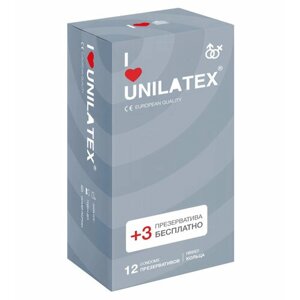 Презервативы с рёбрами Unilatex Ribbed - 12 шт. 3 шт. в подарок