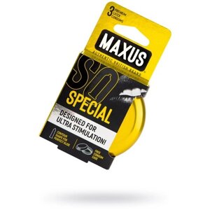 Презервативы с точками и ребрами MAXUS Special - 3 шт. в железном кейсе