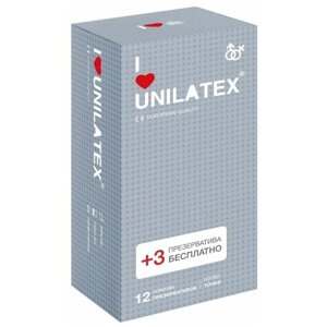Презервативы с точками Unilatex Dotted - 12 шт. 3 шт. в подарок, 1 упаковка
