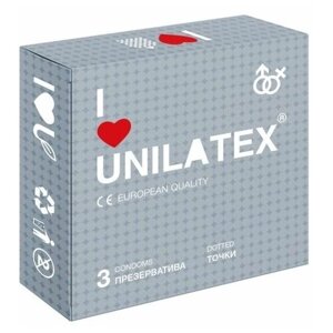 Презервативы с точками Unilatex Dotted - 3 шт. , 1 упаковка