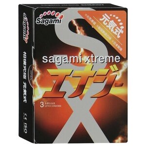 Презервативы SAGAMI Xtreme Energy 3шт. ультратонкие со вкусом энергетического напитка