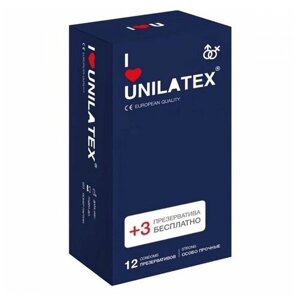 Презервативы Unilatex Extra Strong, 12 шт. 3 шт. в подарок