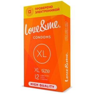 Презервативы xxl тонкие латексные LOVE&ME XL size Увеличенного размера контрацептивы с гелем смазкой для секса 12 штук