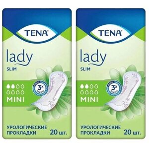 Прокладки урологические Tena Lady Slim Mini женские, тонкие, 20 шт 2 пачки