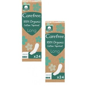 Прокладки женские Carefree Organic Cotton Topsheet LONG 2 упаковки по 24 шт.