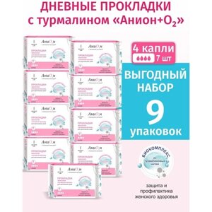 Прокладки женские гигиенические анионовые набор 9 упаковок (63 шт)