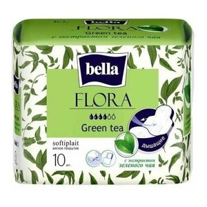Прокладки женские гигиенические FLORA Green tea с экстрактом зеленого чая 10 шт.