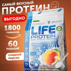 Протеин изолят сывороточный Лайф Life Protein 4LB. Мультикомпонентный белковый коктейль "Персик" здоровое питание для похудения и сушки, спортсменам женщинам 1810 гр, 60 порций