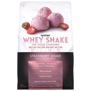 Протеин SynTrax Whey Shake, 2270 гр., клубничный молочный коктейль