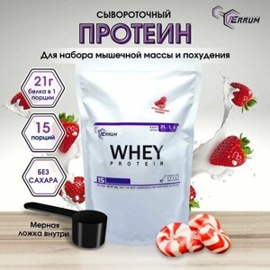 Протеин Whey Protein от Ferrum Nutrition/ Сывороточный протеин / Протеиновый коктейль для похудения / вкус: клубничные леденцы. 900 грамм, 30 порций.