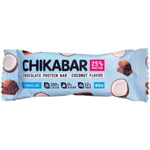 Протеиновый батончик Chikalab 25%60 г, кокос-шоколад