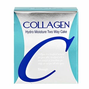 Пудра компактная для лица `enough` collagen HYDRO moisture TWO-WAY CAKE SPF25 PA со сменным блоком тон 21