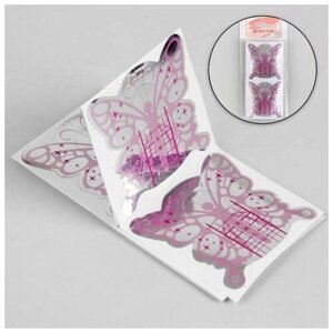 Queen fair Формы для ногтей «Butterfly», 10 шт, цвет фиолетовый/серебристый